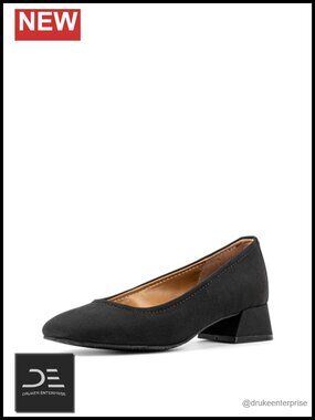 Women’s Block Heel Pumps Square Toe Memory Foam Slip On Dress Shoes